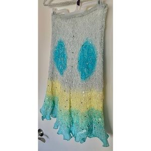 Beautiful Wild Orchid Silk Embellished Ombre Mirrors Skirt M L ❤️‍🔥